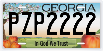 GA license plate PZP2222