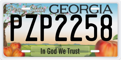 GA license plate PZP2258