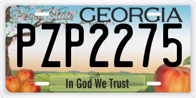 GA license plate PZP2275