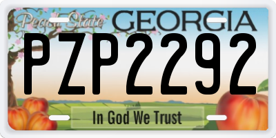 GA license plate PZP2292