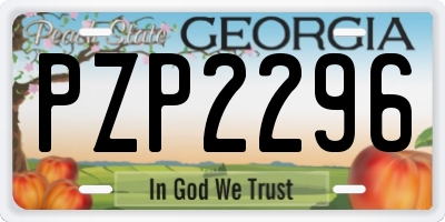 GA license plate PZP2296