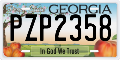 GA license plate PZP2358
