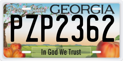 GA license plate PZP2362