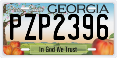 GA license plate PZP2396