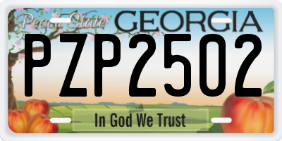 GA license plate PZP2502