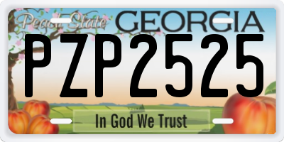 GA license plate PZP2525