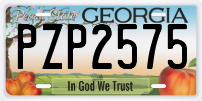 GA license plate PZP2575
