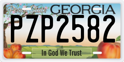 GA license plate PZP2582