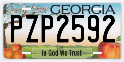 GA license plate PZP2592