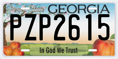 GA license plate PZP2615