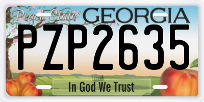 GA license plate PZP2635