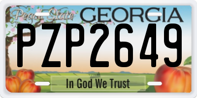 GA license plate PZP2649