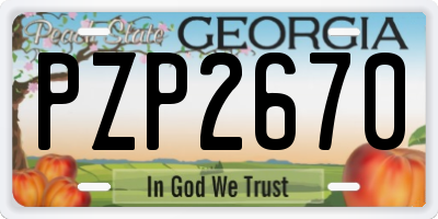 GA license plate PZP2670