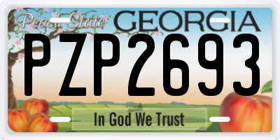 GA license plate PZP2693