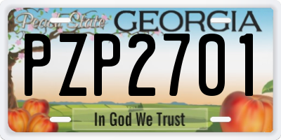 GA license plate PZP2701