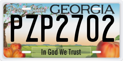 GA license plate PZP2702