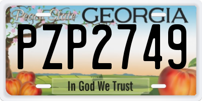 GA license plate PZP2749