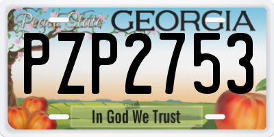 GA license plate PZP2753