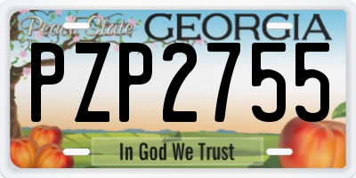GA license plate PZP2755