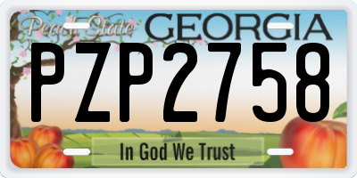 GA license plate PZP2758