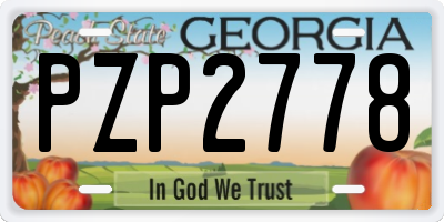 GA license plate PZP2778