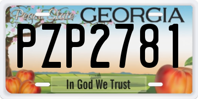 GA license plate PZP2781