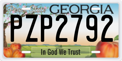 GA license plate PZP2792