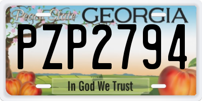 GA license plate PZP2794