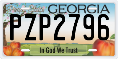 GA license plate PZP2796