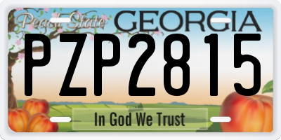 GA license plate PZP2815