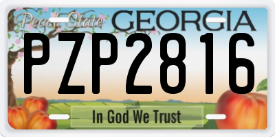 GA license plate PZP2816