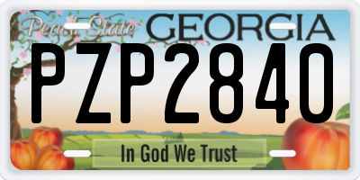 GA license plate PZP2840
