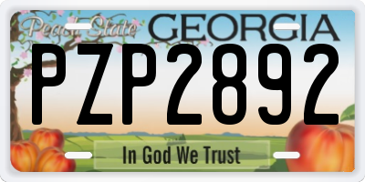 GA license plate PZP2892