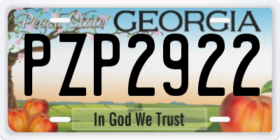 GA license plate PZP2922