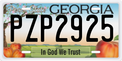 GA license plate PZP2925