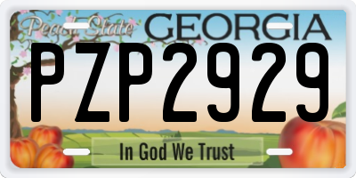 GA license plate PZP2929