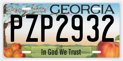 GA license plate PZP2932