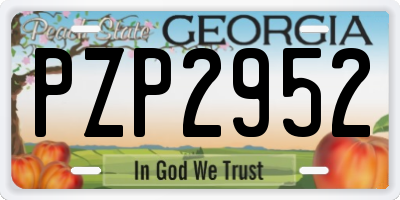 GA license plate PZP2952