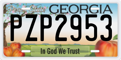 GA license plate PZP2953