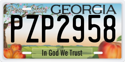 GA license plate PZP2958