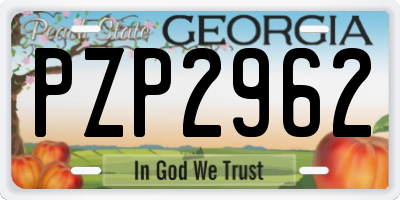 GA license plate PZP2962