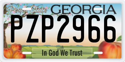 GA license plate PZP2966