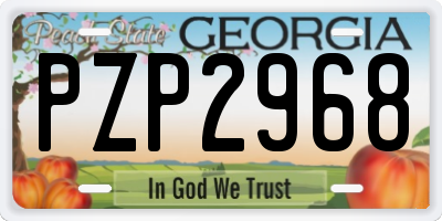 GA license plate PZP2968