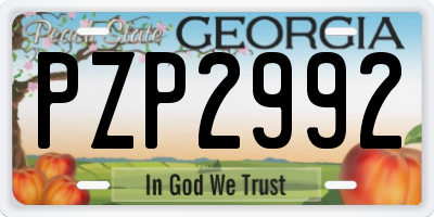 GA license plate PZP2992