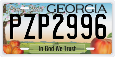 GA license plate PZP2996
