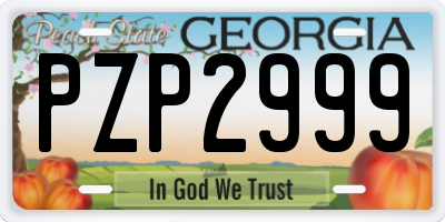 GA license plate PZP2999