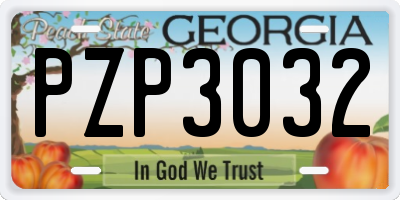 GA license plate PZP3032