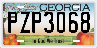 GA license plate PZP3068