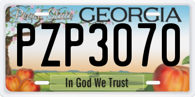GA license plate PZP3070