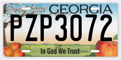 GA license plate PZP3072